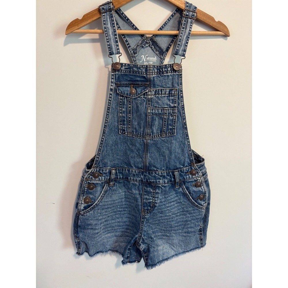 Natural Reflections Denim short  overalls distressed  XS/TP Repreve Stretch
